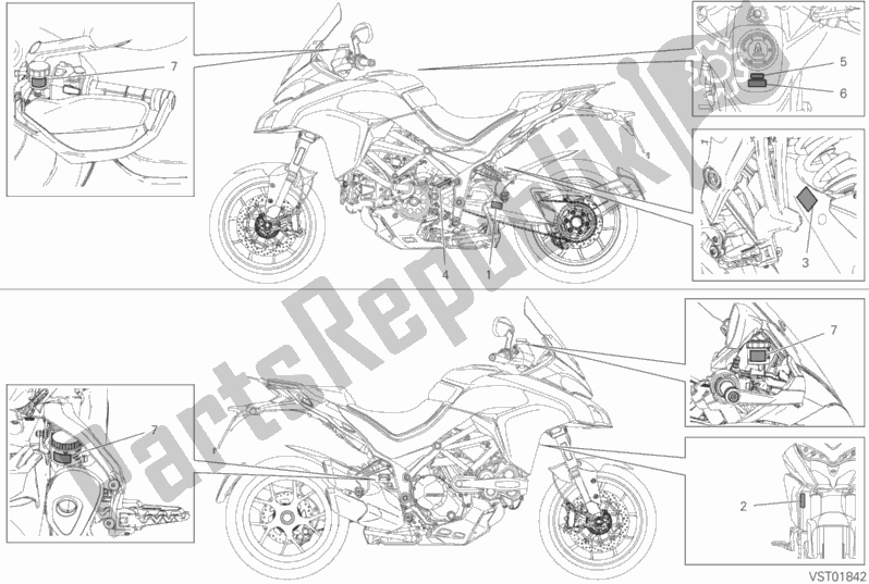 Todas as partes de Rótulo, Aviso do Ducati Multistrada 1260 ABS 2019